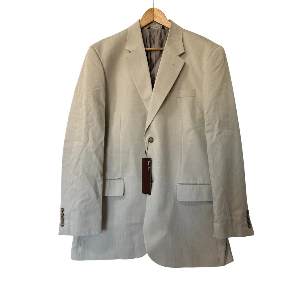 Perry Ellis XL 44 Reg Antelope Blazer Men's Sport Coat Herringbone New With Tags